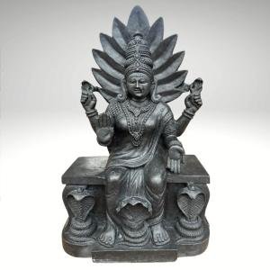 18" Hand Carved Black Stone Goddess Shanta Durga Statue | Jaipurio